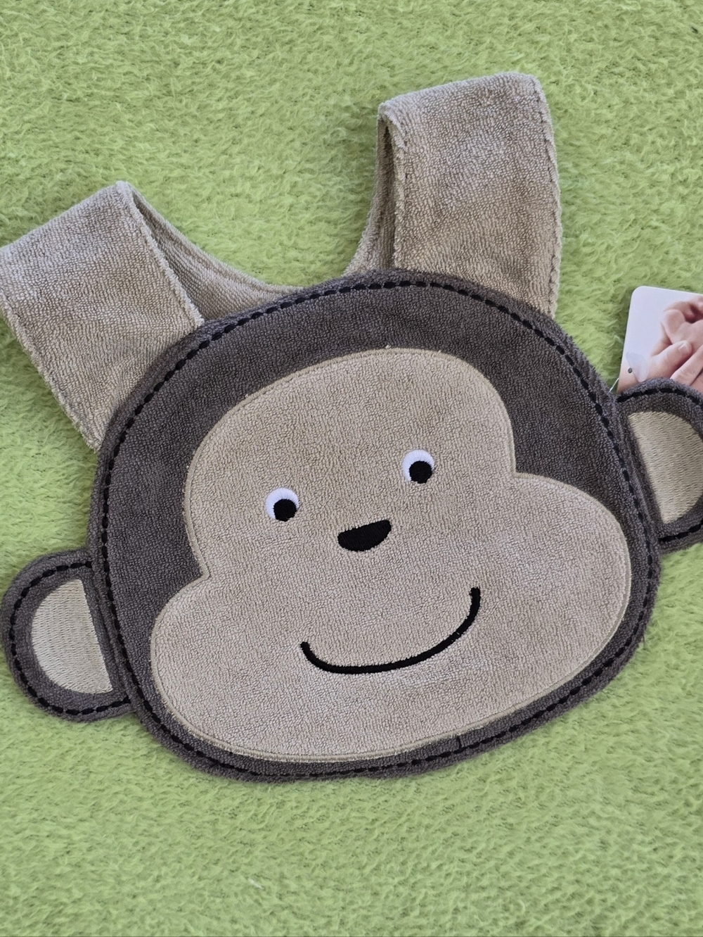 NWT  NEWBORN + UP MONKEY FACE BIB CARTERS - Baby BOYS  Brown + TAN TERRY (Q14)